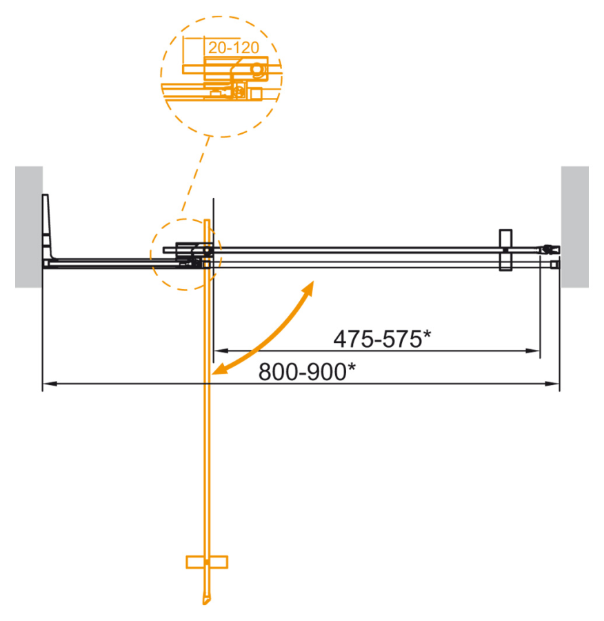 Cezares Slider душевая дверь 80/90х195 см SLIDER-B-1-80/90-GRIGIO-NERO