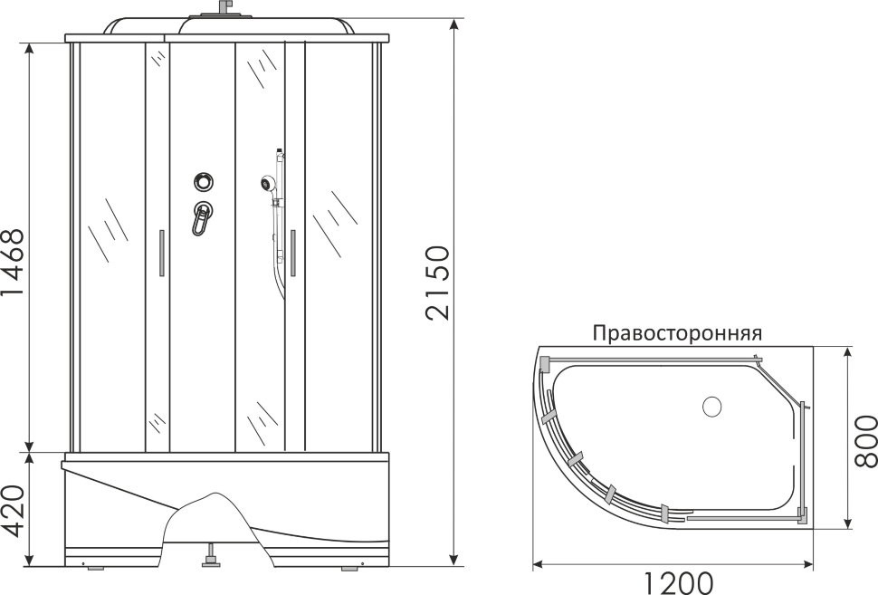 Erlit ER 3512TPR-C4 Душевой бокс 120*80*215 R