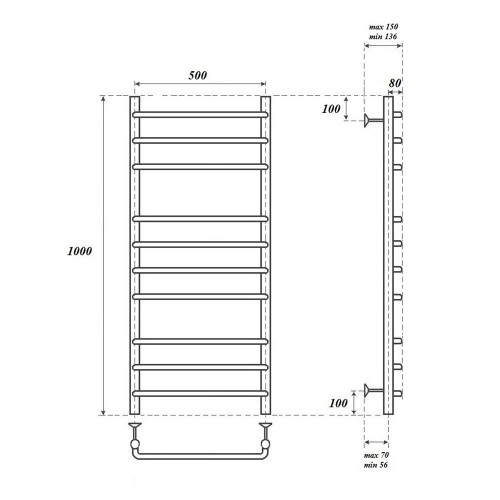 Point Нептун полотенцесушитель электрический 50х100 PN09150E