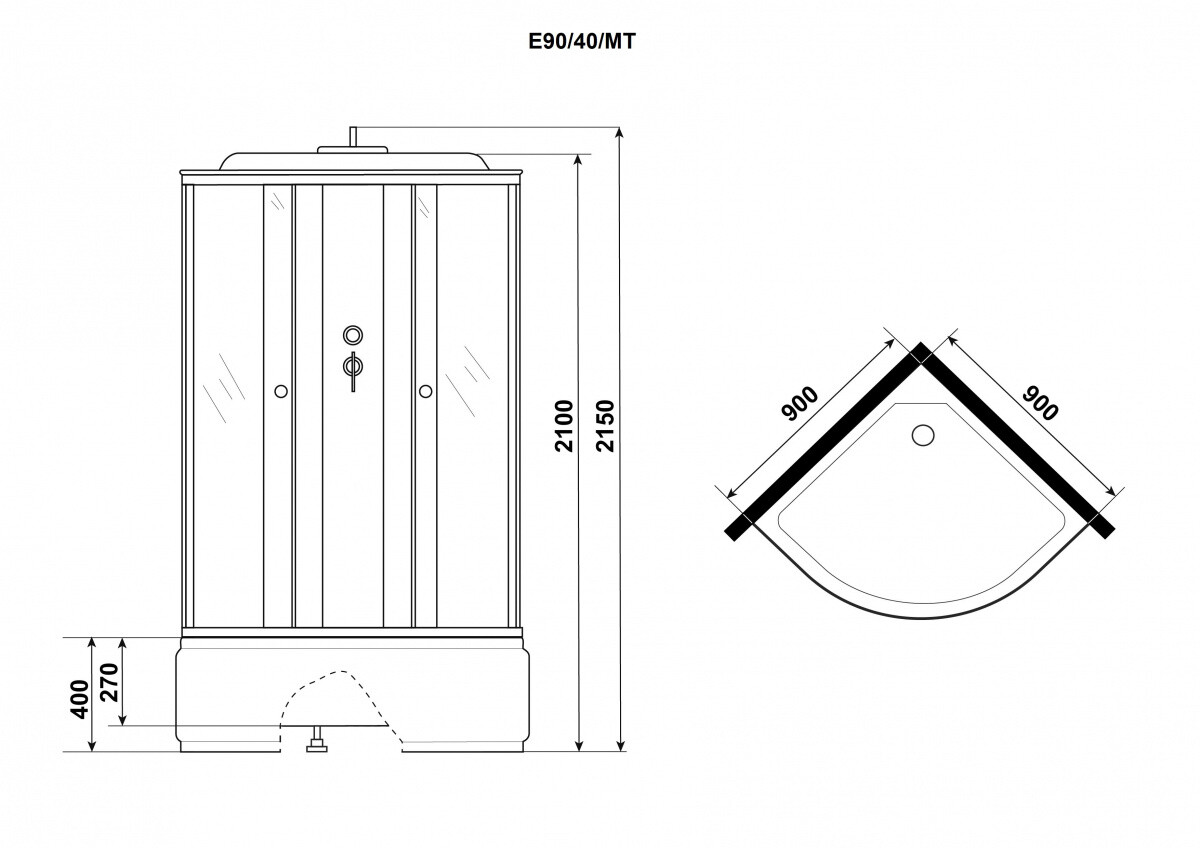 Niagara Eco Душевая кабина 90x90 Тропический душ E90/40/MT