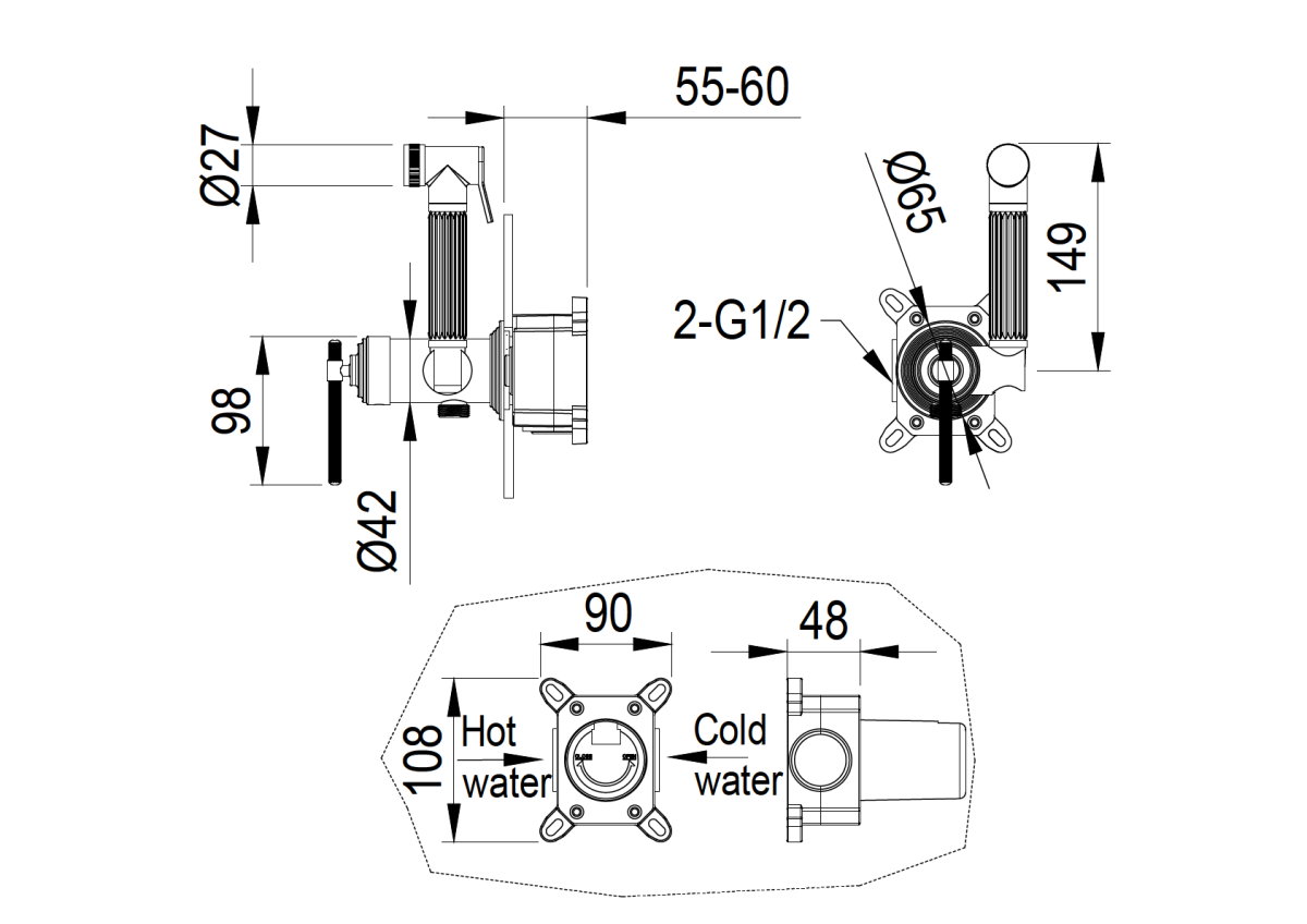Смеситель гигиенический Boheme Eterna Chrome 177-CR