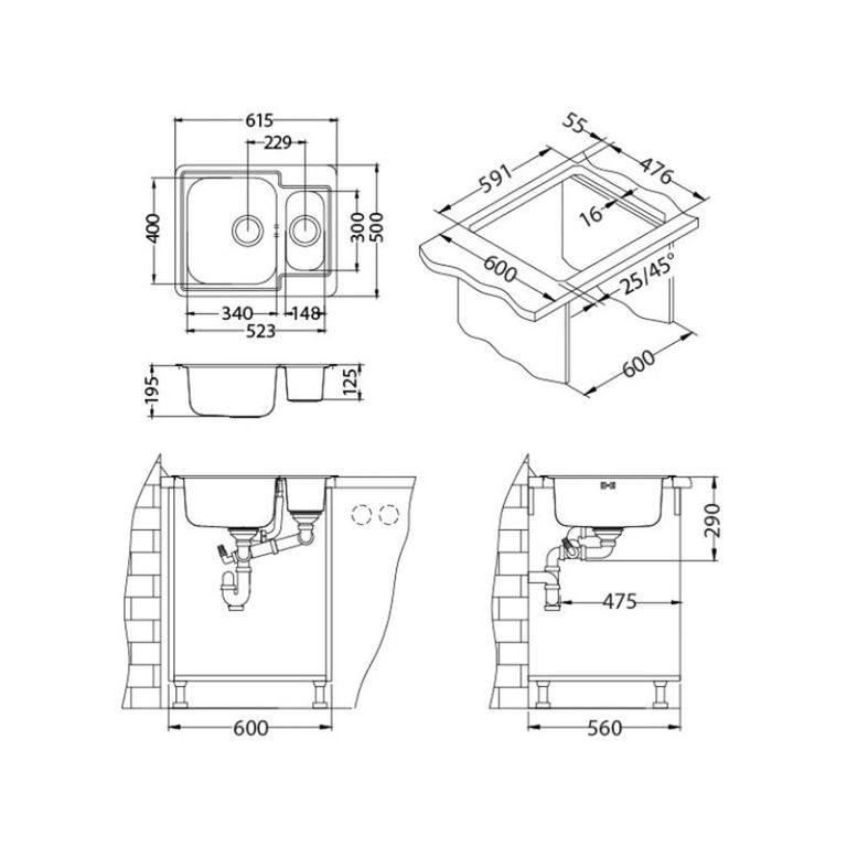 Alveus Line Maxim 50 мойка кухонная 1089612