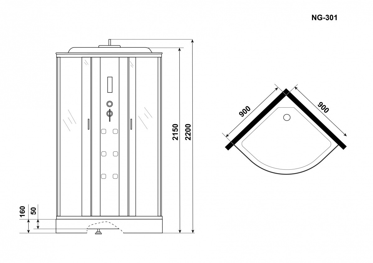 Niagara Ultra NG 301-01 Душевая кабина 90x90 Бессиликоновая сборка 3010164