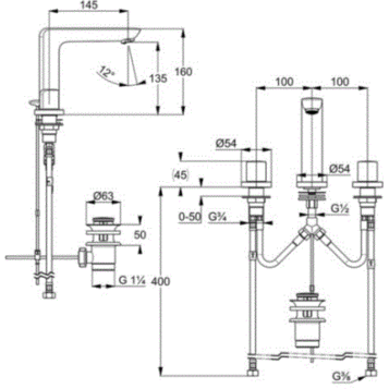 Kludi Ameo смеситель на борт ванны 413930530