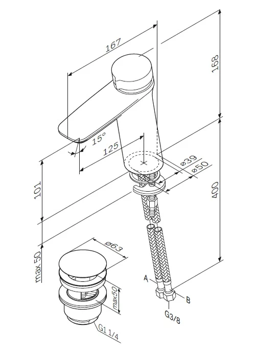 Am.Pm Inspire смеситель для раковины с донным клапаном F50A82500