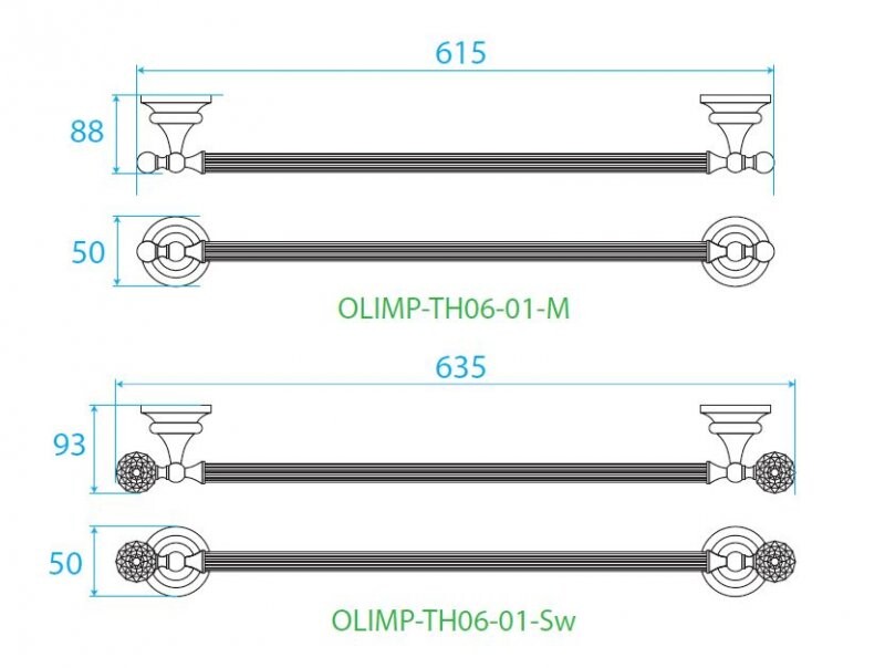 Cezares полотенцедержатель 60 см OLIMP-TH06-03/24-M золото