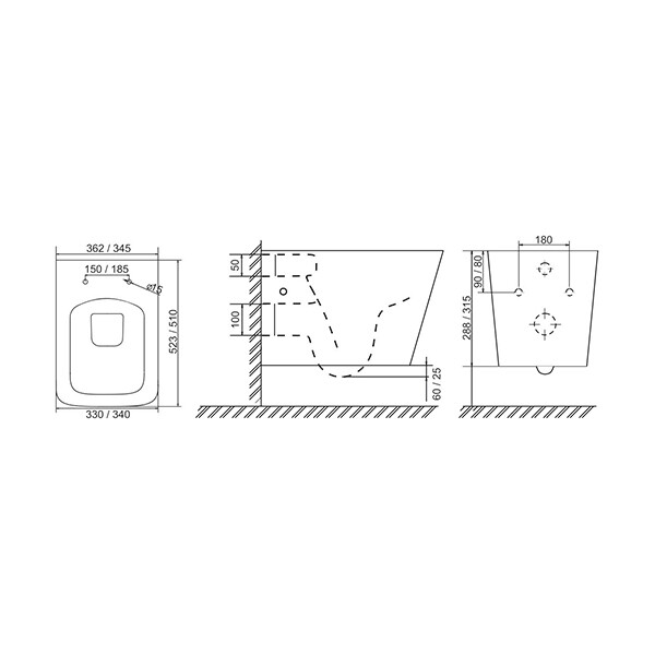 Sole CUBE 2 Унитаз подвесной с крышкой Soft-close безободковый УТ000039018