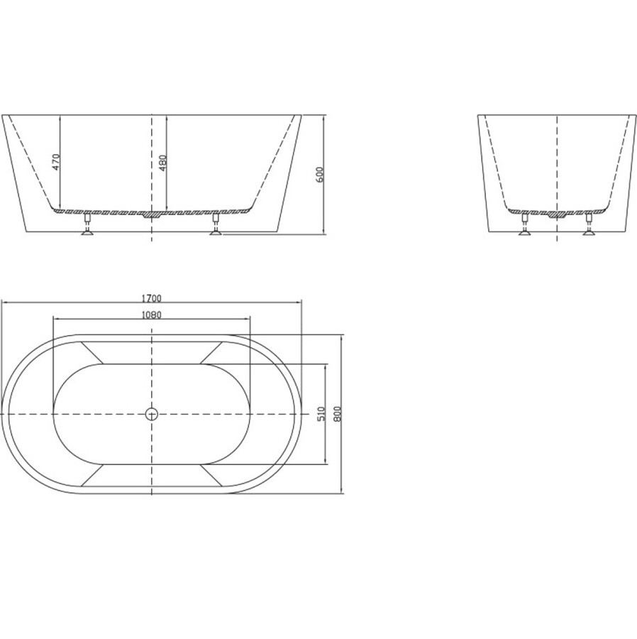BelBagno BB202-1700-800 170*80 ванна акриловая овальная