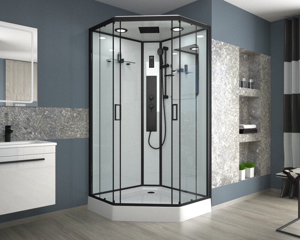 Niagara NG 6901-01GD Black Душевая кабина 90x90 пятиугольная 69010134GDBLACK