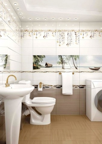 Уралкерамика Айленд 40х60 см декор-панно из 2 шт настенный пальмы