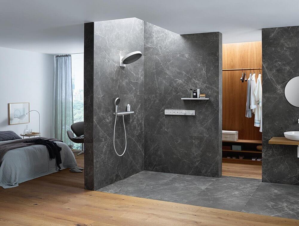 Hansgrohe Rainfinity Настенный держатель Porter 500 с полкой левый хром 26843000
