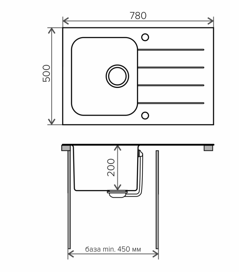 Мойка Tolero Ceramic Glass TGR-780 нержавеющая сталь и закаленное стекло черный 50 x 78 см