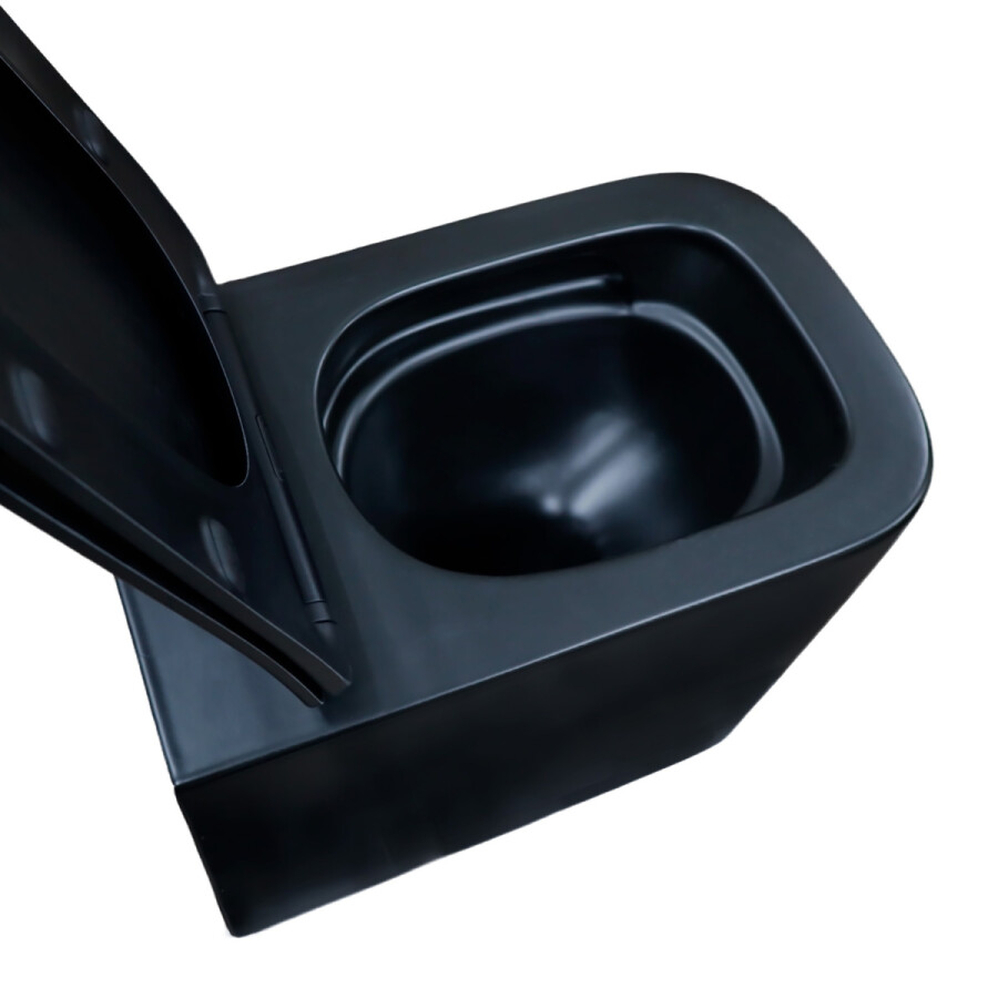 Унитаз подвесной Azario Cascad-Black 360х520х365 безободковый, система смыва "скрытое Торнадо", с быстросъемным сиденьем "Микролифт", черный матовый AZ-2303A-MB