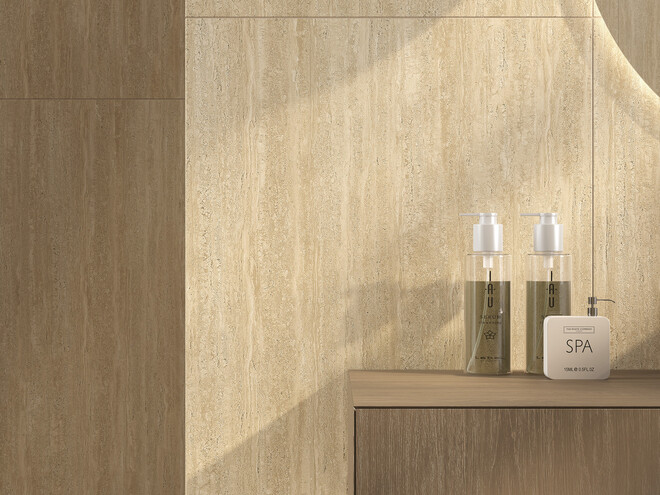 Керамогранит Cersanit Travertino бежевый ректификат рельеф 60x120 A17422