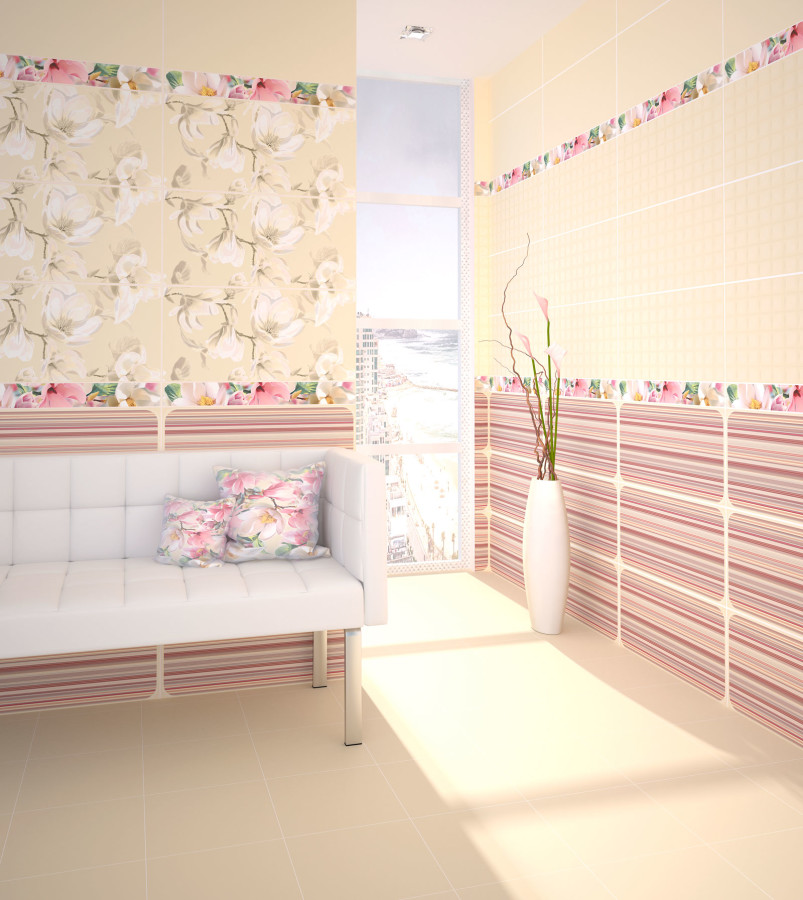 Азори Boho Latte Mosaic плитка настенная бежевая 31x63 см