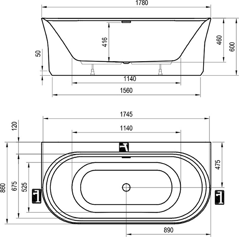 Ravak Ypsilon Wall 178*86 акриловая ванна пристенная XC00100035