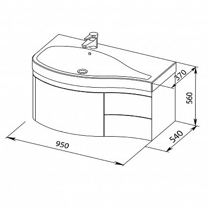Aquanet Сопрано 95 тумба с раковиной 00213003 подвесная, левая