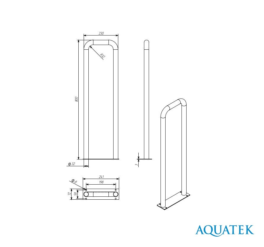 Aquatek Поручень настенный стационарный 800*230 мм POR-0000006