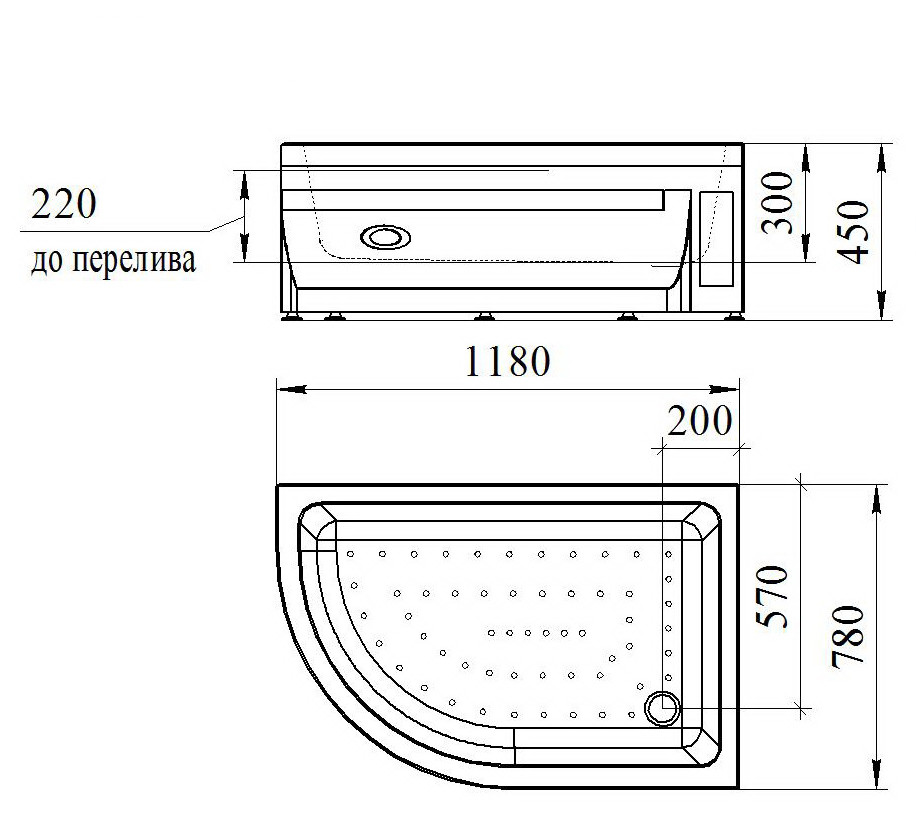 Radomir Соул-2 117,5*77,5*47 душевой поддон акриловый