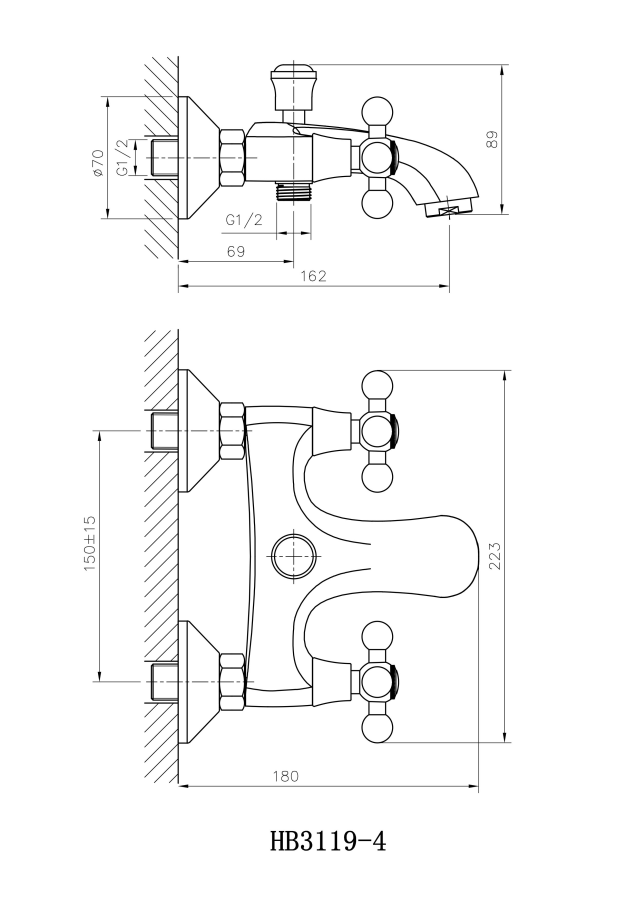 Haiba смеситель для ванны HB3119-4
