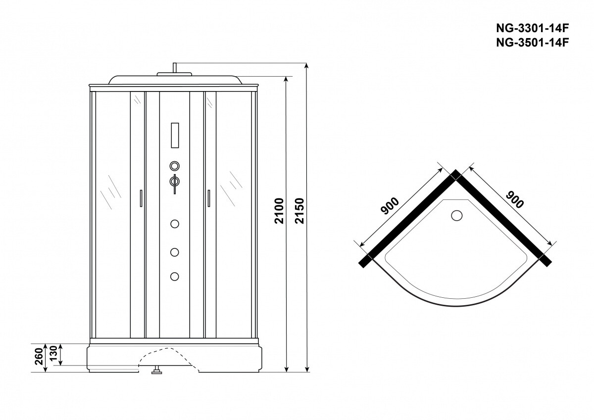 Niagara Classic NG 3301-14F Душевая кабина 90x90 33011424F