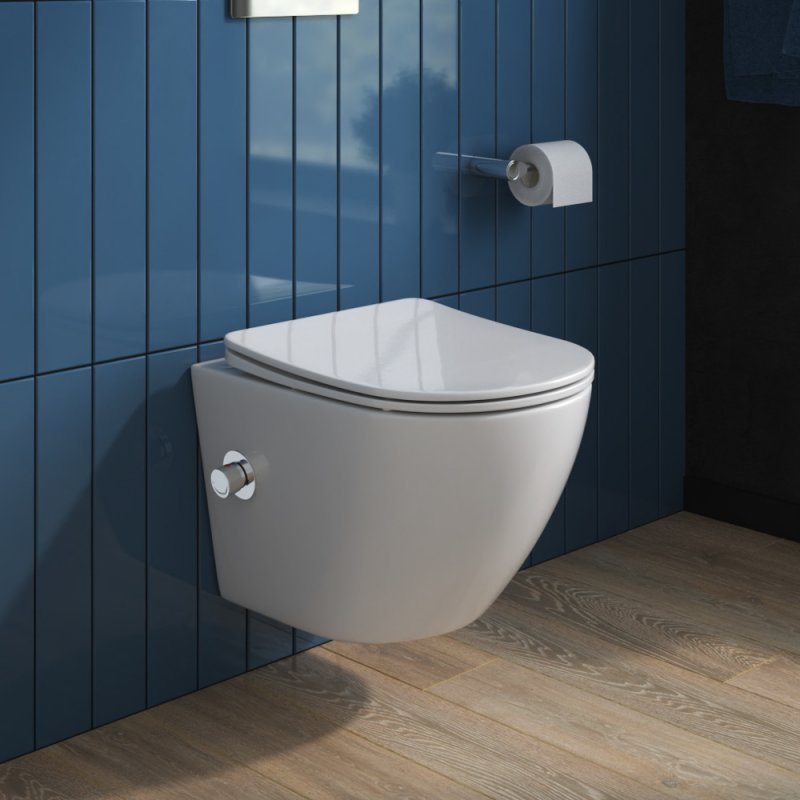 BelBagno унитаз подвесной с функцией биде и смесителем BB3105CHR-BS/SC