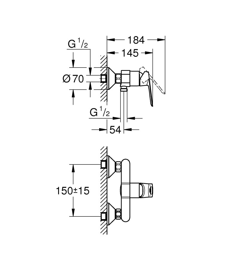 Grohe BauLoop 23634000 смеситель для душа однорычажный хром