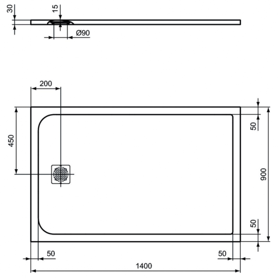Ideal Standard Ultraflat S душевой поддон 140х90 K8256FV
