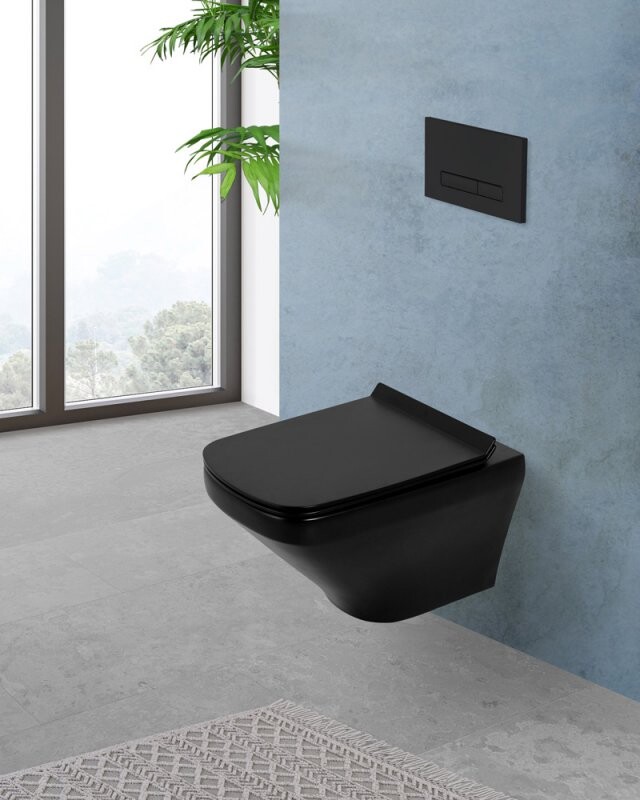 BelBagno Sela унитаз подвесной безободковый черный BB3201CHR-MB