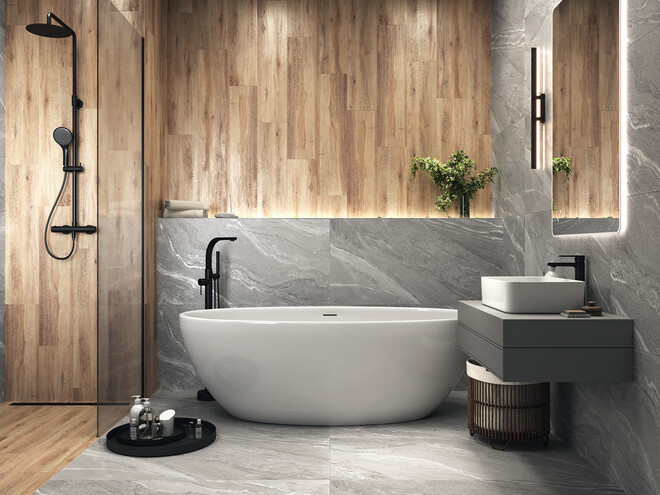 Керамогранит Cersanit Manzolino серый ректификат 60x120 A17440