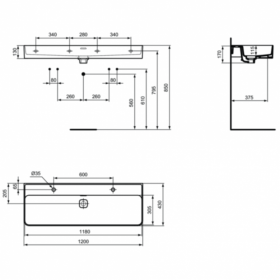 Ideal Standard Strada раковина 120х43 см T359501