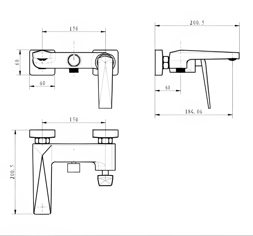 Смеситель для ванны с душевым гарнитуром Boheme Venturo Черный / Золото 383-B