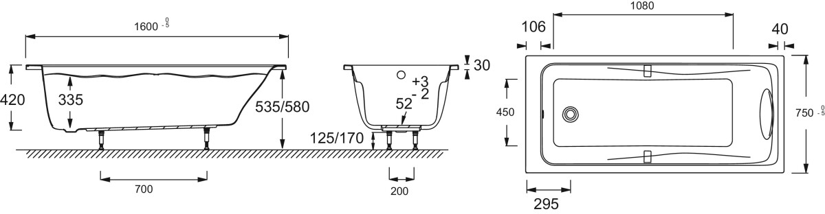 Jacob Delafon Odeon Up E6057RU-00 160*75 ванна акриловая прямоугольная