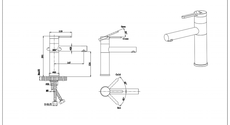 Bravat смеситель для раковины F1410445BW-RUS