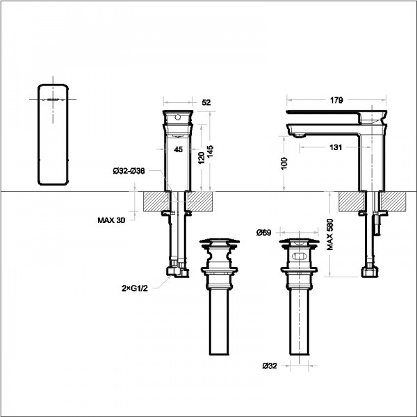 Bravat Phillis F156101C-ENG смеситель для раковины хром 35 мм