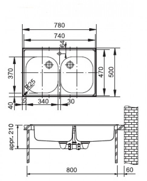 Franke ETX 620-50 кухонная мойка нержавеющая сталь полированная 78 х 51 см