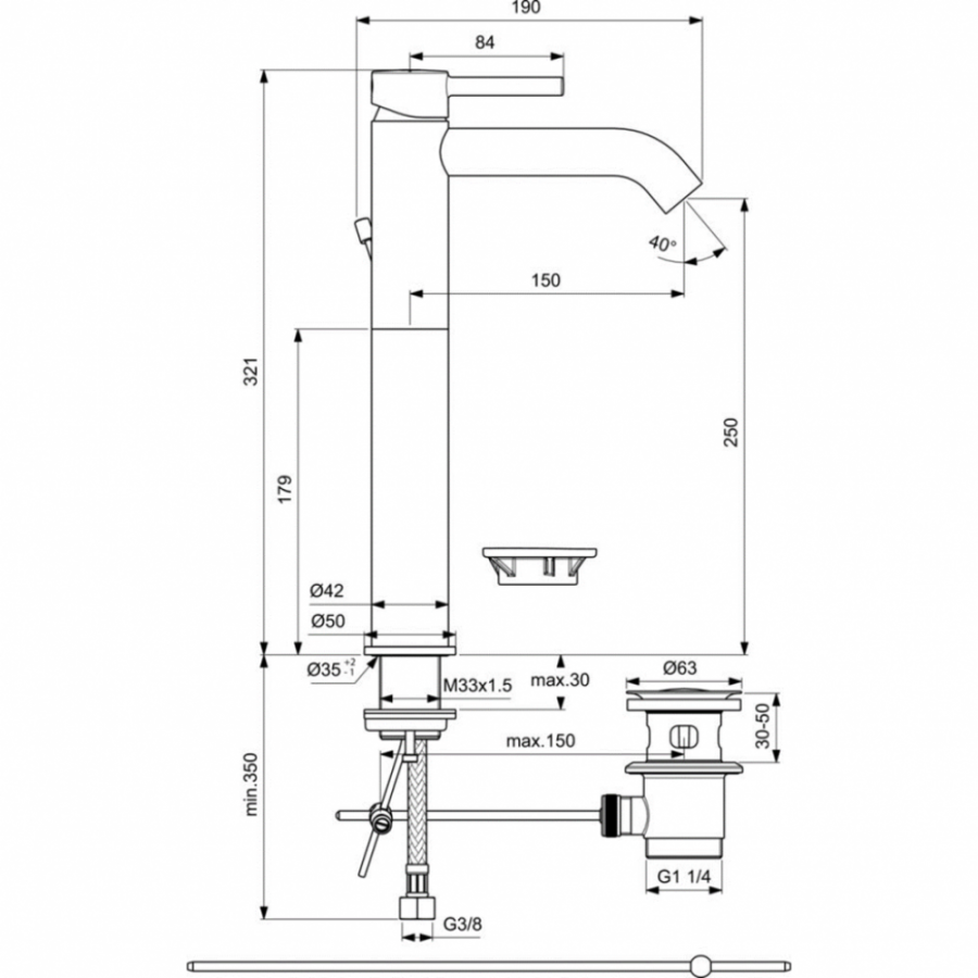 Ideal Standard Ceraline смеситель для раковины BC194AA