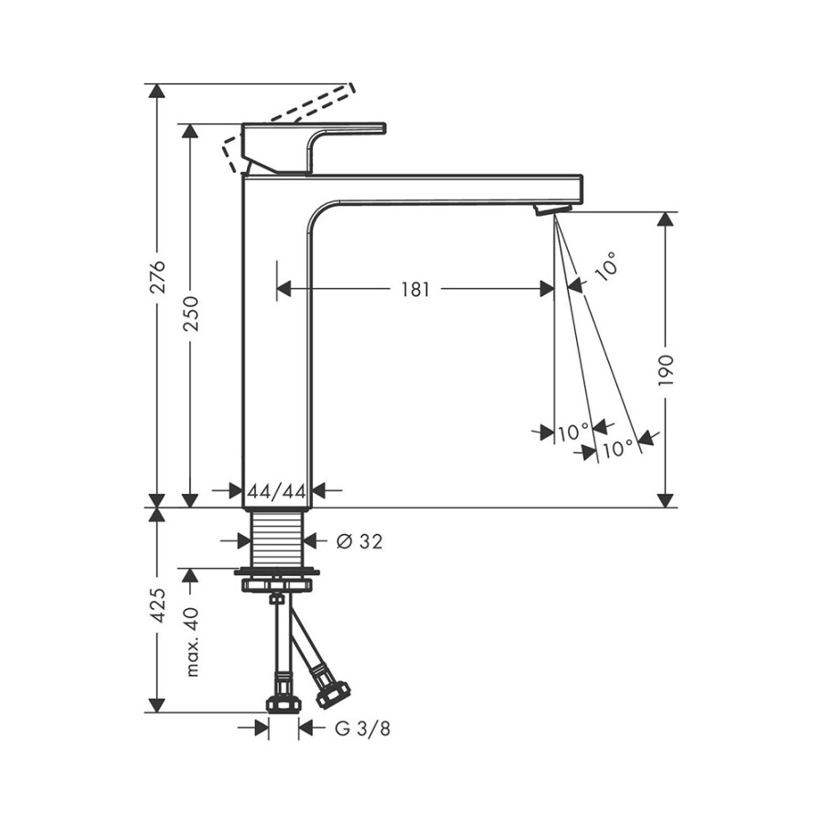Hansgrohe Vernis Shape Смеситель для раковины 190 черный матовый 71591670