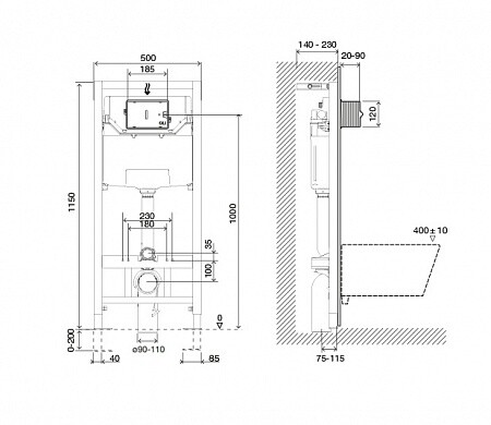 Инсталляция OLI 120 ECO Sanitarblock mechanic + кнопка слива Slim, белая 879236mSL01