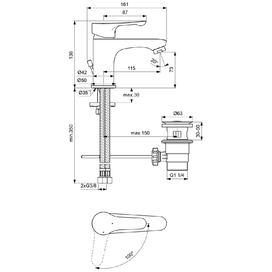 Ideal Standard Alpha смеситель для раковины BC646AA