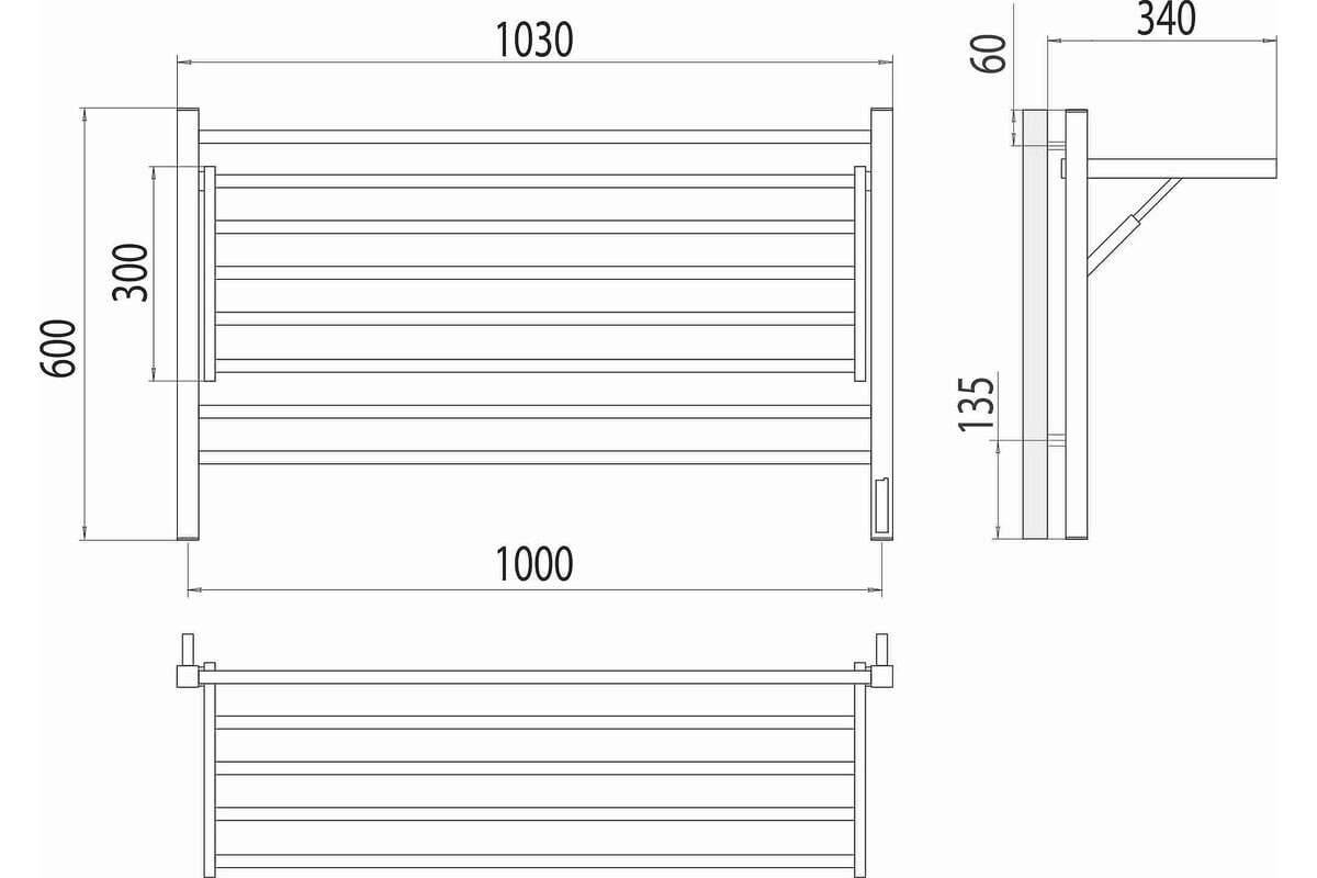 Полотенцесушитель электрический Terminus Горизонт sensor quick touch 1200x600 П8 4670078543332