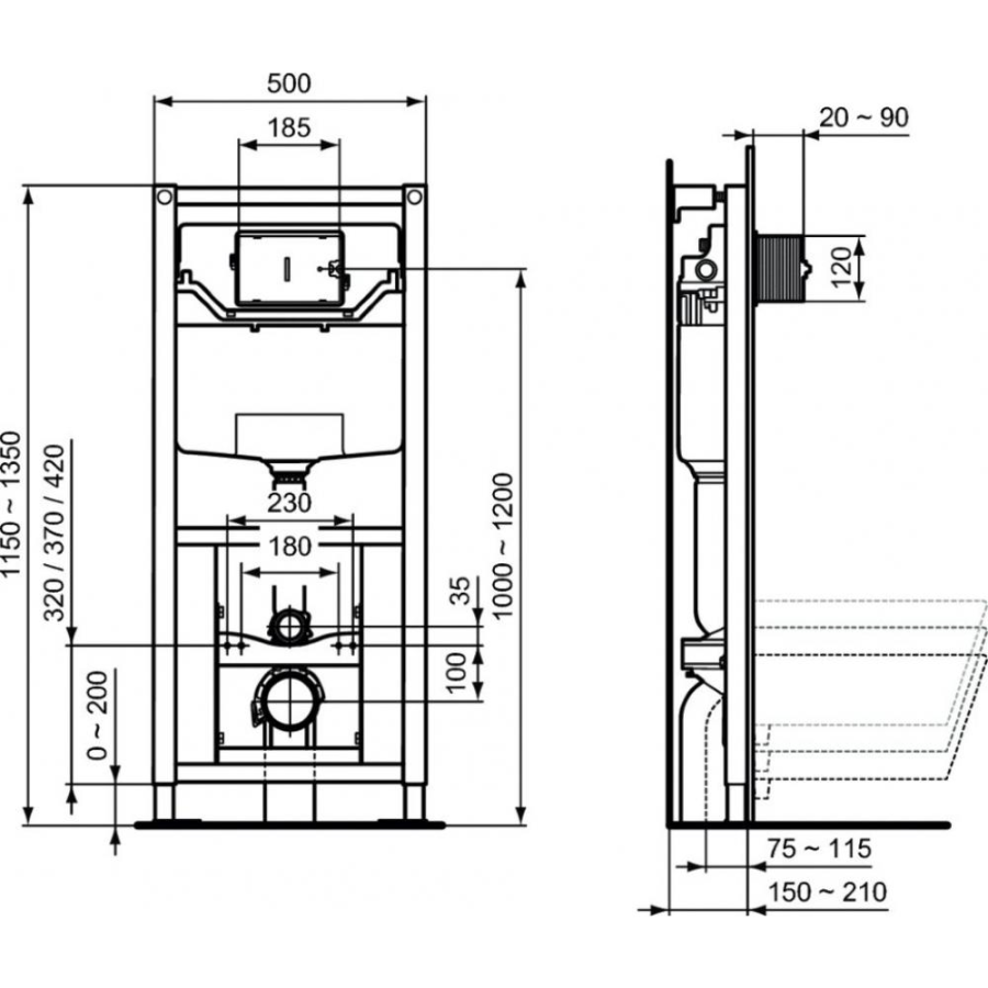 Ideal Standard инсталляция для подвесных унитазов R009567