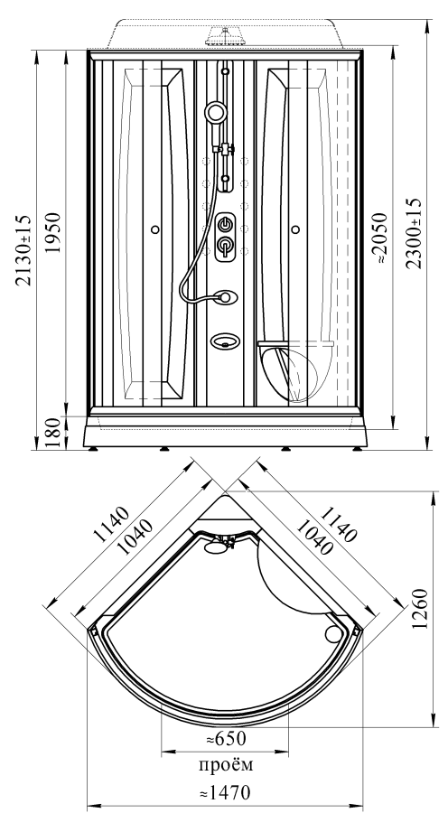 Radomir Паола-3 Душевой бокс 114*114*230 W