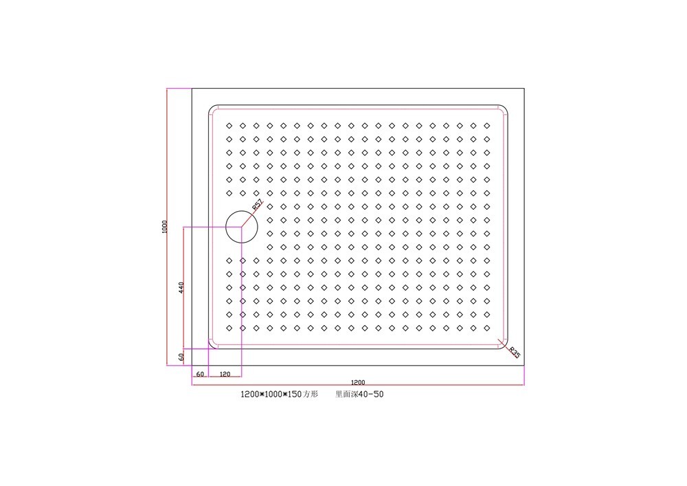 Поддон акриловый ABS13 120х100х15 прямоугольный (с сифоном) EG230009