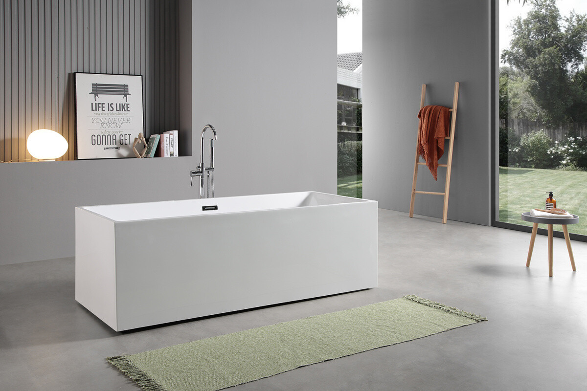 Ванна акриловая Azario Modern 1600x750x580 отдельностоящая, в комплекте с сифоном и металлической рамой AZ-6601-16075