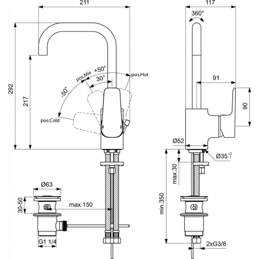 Ideal Standard Ceraplan смеситель для раковины B0706AA