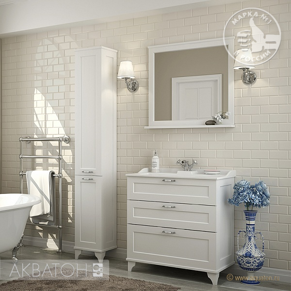 Пенал напольный AQUATON Леон Дуб белый 1A187903LBPS0