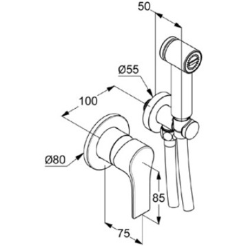 Kludi Zenta смеситель с гигиеническим душем 489980565