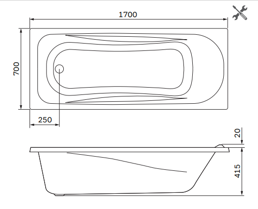 Am.Pm Sense New W76A-170-070W-P фронтальная панель для ванны А0 170х70 см