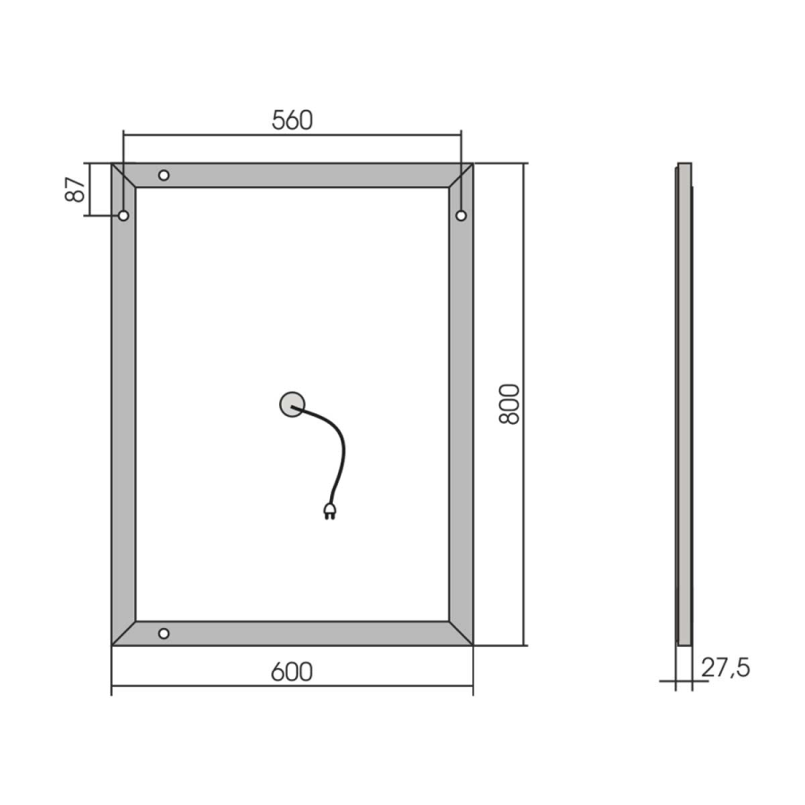 Vincea зеркало 60×80 c сенсорным выкл., диммером VLM-2B600